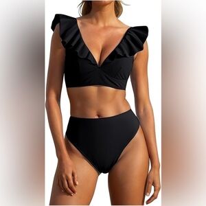 Women’s swimwear Tankini Bathing Suit Black Bikini Swimsuit NWOT Size L